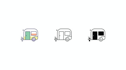 Caravan icons vector set color line glyph line icons stock illustration