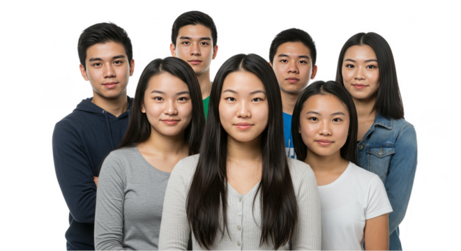 Group Portrait Of Smiling Youthful Multiethnic Faces On Isolated Background