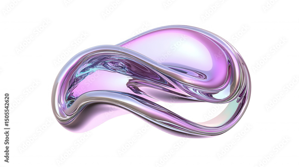 Poster 3d icon holographic fluid shape swirling and creating an abstract design, perfect for modern and fut