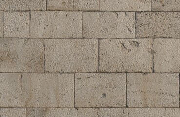 Obraz premium Light Beige Limestone Wall Texture with Vertical Rectangular Stone Blocks