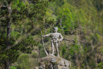 Stone statue of a Serbian soldier