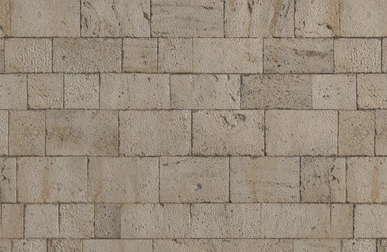 Light Beige Limestone Wall Texture with Vertical Rectangular Stone Blocks