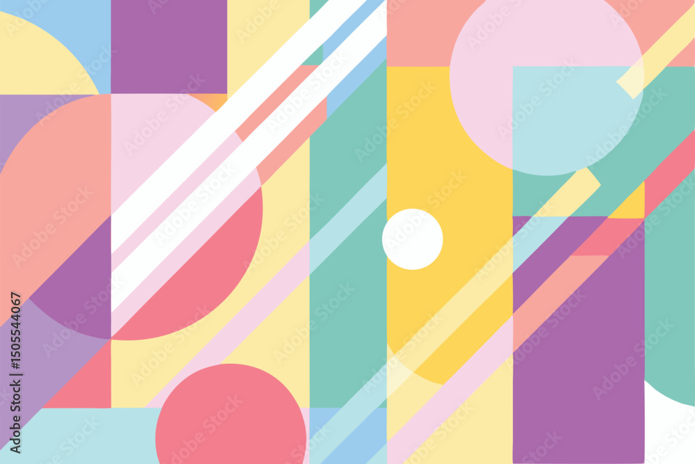 Aufkleber colorful geometric composition with overlapping shapes and transparent design elements