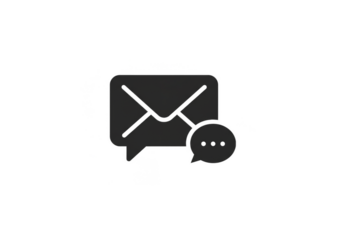 Icon of Dark Gray Envelope Speech Bubbles Communication Design