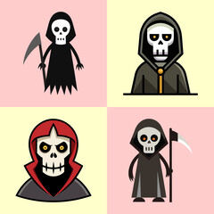 Grim Reaper Flat Illustration – Simple Vector Design in Flat Style