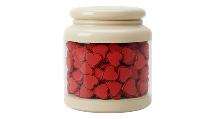 Isolated Jar Full of Red Hearts