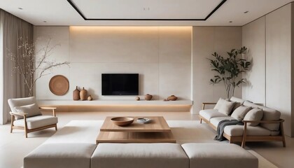 Fototapeta premium Serene Minimalist Living Room Interior Design