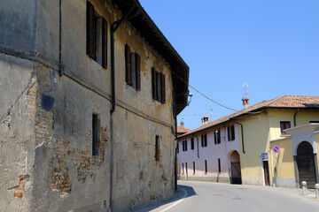Old buildings at Corneliano Bertario, historic village in Milan province, Italy
