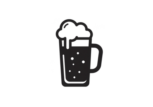 Isolated Beer Mug with Frothy Foam Transparent Background Icon