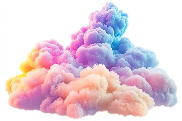 Vibrant, fluffy cloud-like smoke formation in pastel rainbow colors