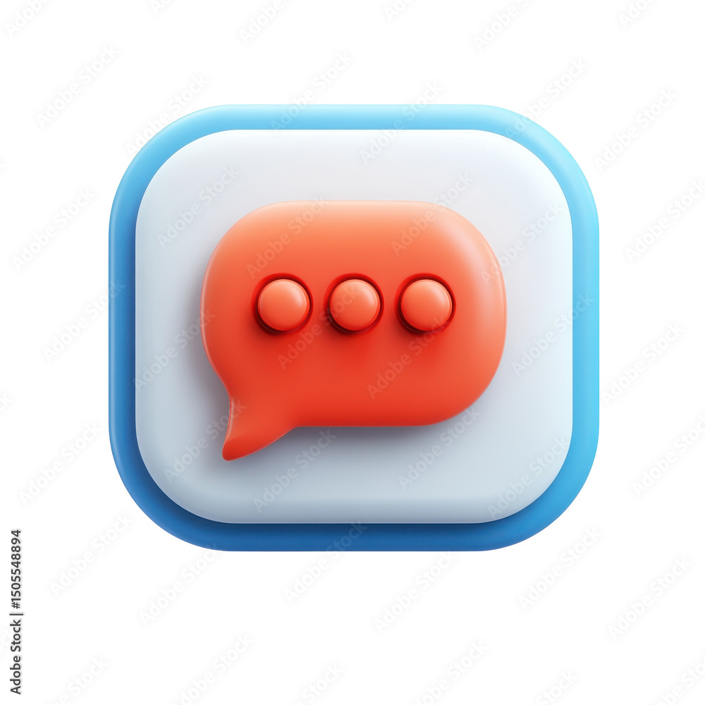Poster a bright red speech bubble with three dots implies a message pending icon on transparent background