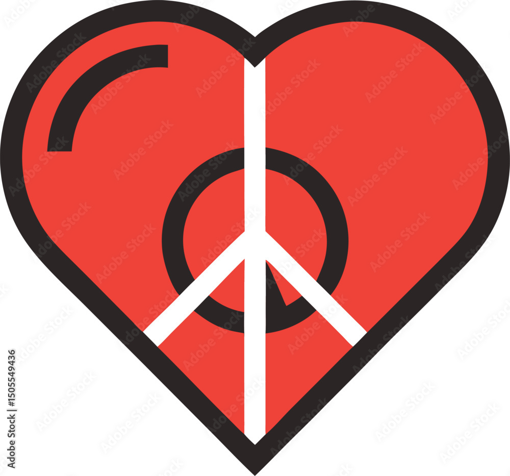 Poster heart shape peace symbol with transparency ideal for design projects