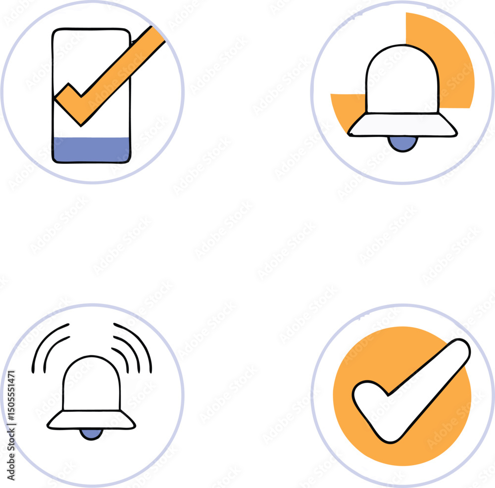 Poster modern notification icons design elements suitable for application interface and creative projects