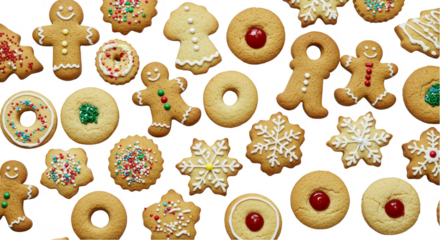 Delicious Assorted Christmas Cookies On Transparent Background Photo