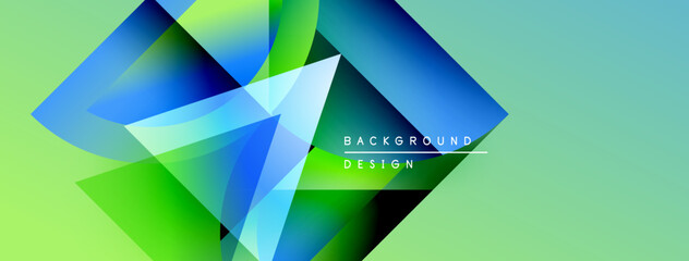 Abstract geometric shapes overlap, creating vibrant color gradients. Background features text background design. Modern visual composition.