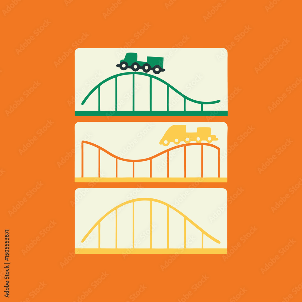 Aufkleber rollercoaster cartoons with color variations on white background for design projects
