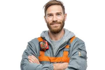 Professional Electrician in Uniform isolated on Transparent Background PNG
