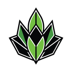 Abstract cannabis leaf emblem for logo, badge, or social media banner.