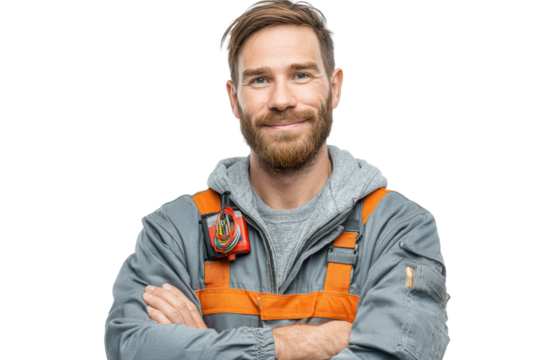 Professional Electrician in Uniform isolated on Transparent Background PNG