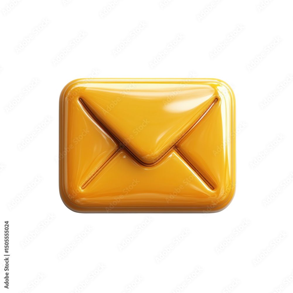 Poster a gleaming golden envelope icon promising connection and messages against on transparent background