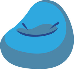 Stylized vector illustration of a blue beanbag chair