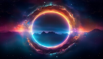Fototapeta premium celestial ring a portal of cosmic light and energy in gradient color