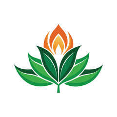 Lotus Flower Emblem with Flame Center