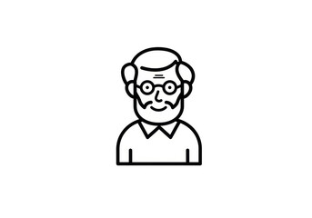 Obraz premium Elder Man Face Grandfather Icon Vector on Transparent Background