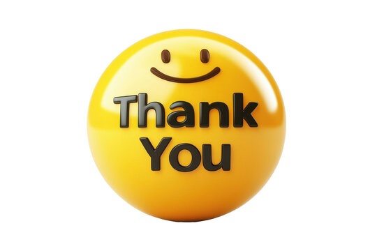 Yellow smiley face with a cheerful thank you message expressing gratitude and positivity for various occasions and events