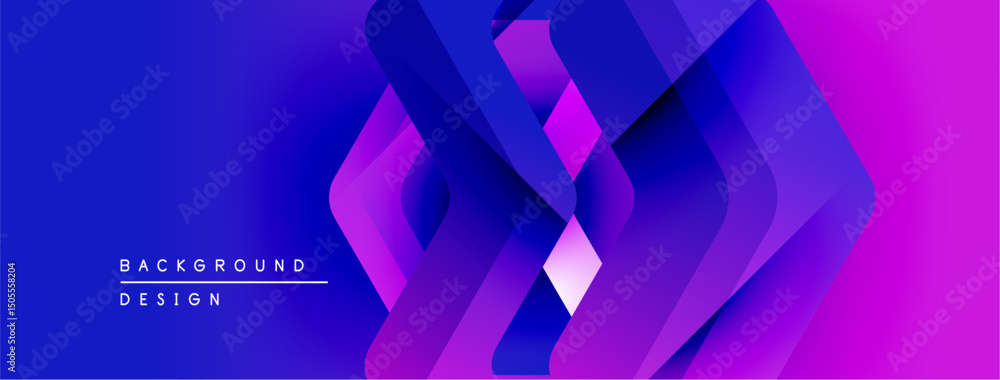 Poster abstract gradient layers create dynamic visual effect. purple, blue hues blend smoothly, forming mod