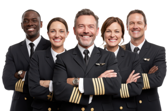 Cabin Crew Team in Formal Attire isolated on Transparent Background PNG