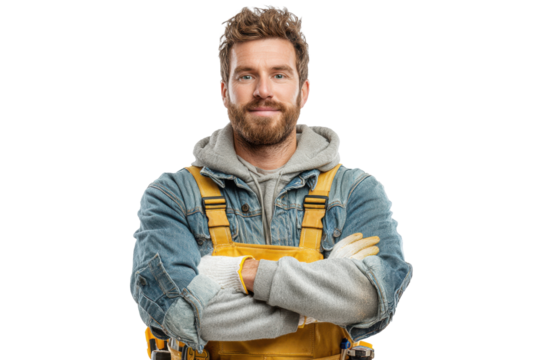 Smiling Carpenter Isolated on Transparent Background PNG