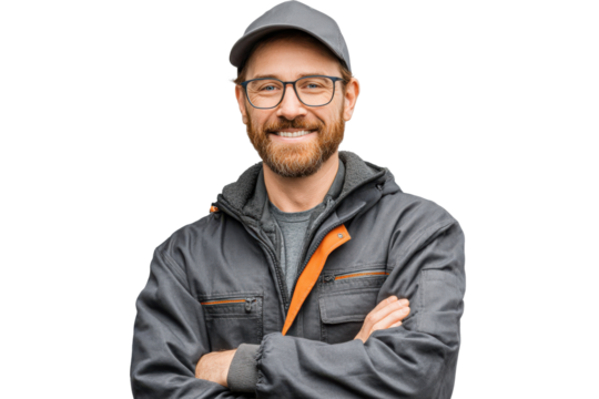 Professional Courier with Parcel isolated on Transparent Background PNG