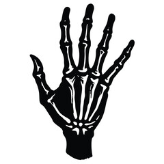 Dramatic Skeleton Hand Illustration, Black and White Anatomy Design, Halloween Concept