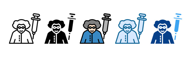Elderly Vaccination Icon Set Multiple Style Collection