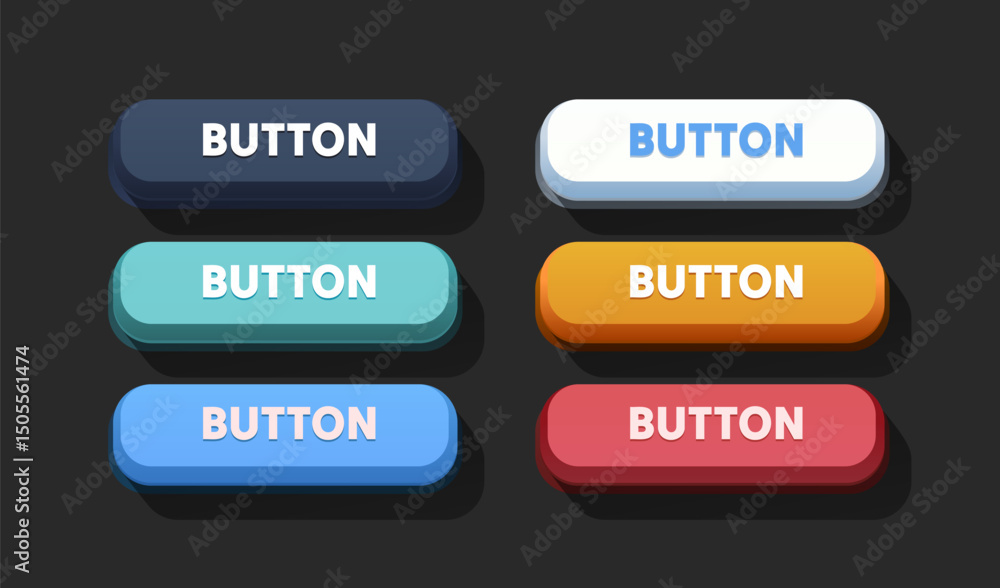 Poster collection of colored buttons, frame label, event web bar, buttons with color. vector illustration