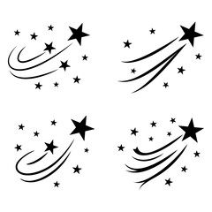 Set Of Curved Shooting Stars