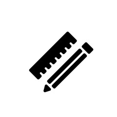 pencil and ruler glyph icon