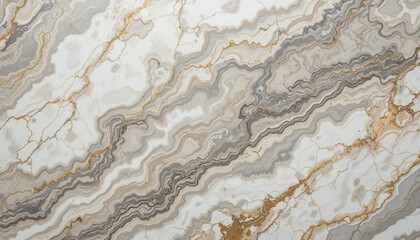 Elegant Polished Marble Floor Texture with Glossy Surface Swirling Patterns and Organic Veins in White Grey and Beige