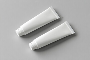 Two blank tubes of cosmetic product