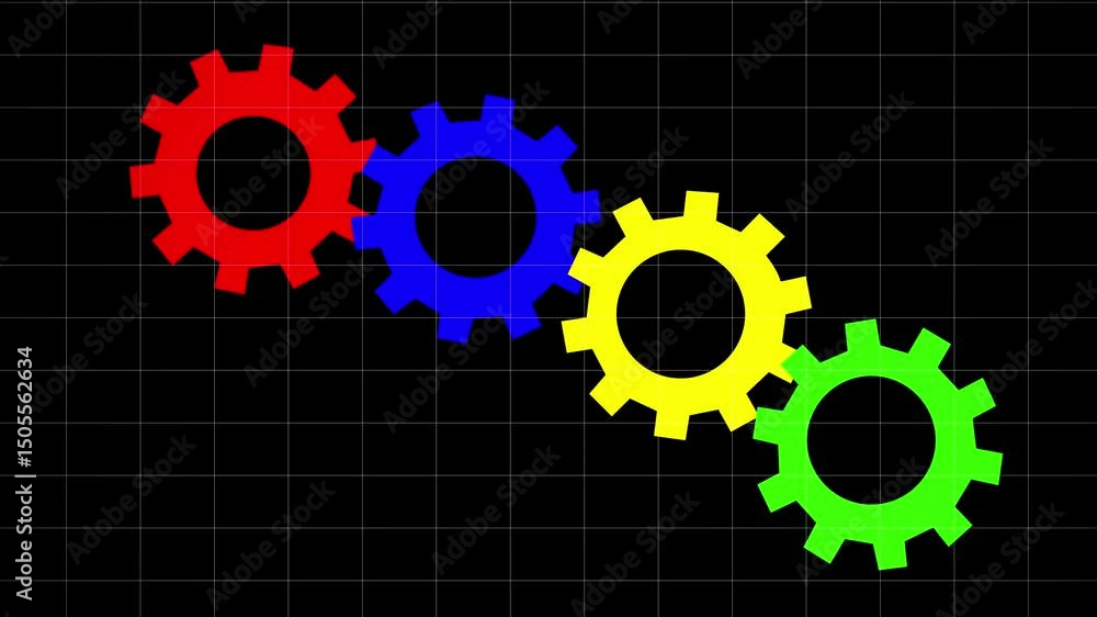 Poster animated gear icon with a glowing neon effect. technology setting icon concept. technology setting i