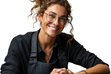 POS Operator with Payment Machine on Transparent Background PNG