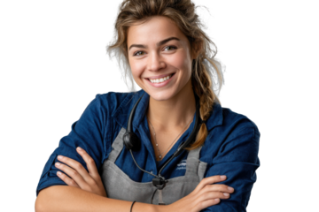 Cashier Ready to Assist Customers on Transparent Background PNG