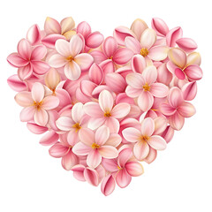 Beautiful Heart Shape Made of Pink Plumeria Flowers