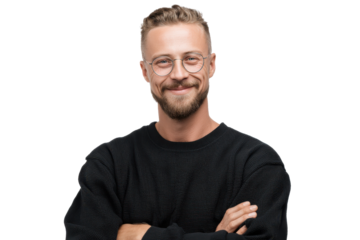 Young Creative Director in Studio Attire isolated on Transparent Background PNG