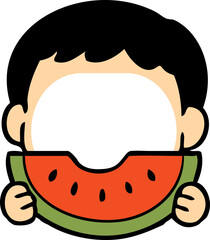 어린이 유치원 얼굴 가면 수박 먹기 즐겁게 놀기