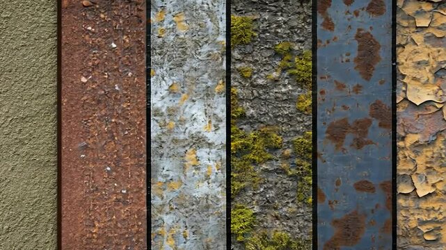 Various textures, stone, wood, metal
