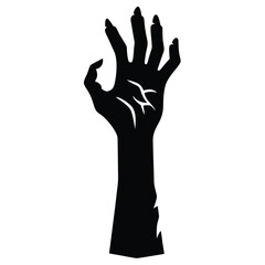 Silhouette of a Zombie Hand Reaching Upwards with Long Nails and Scars