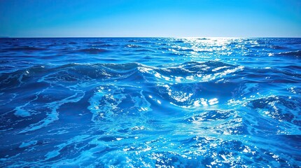 Obraz premium Stunning Blue Ocean Waves and Clear Sky Create a Beautiful Coastal Scene