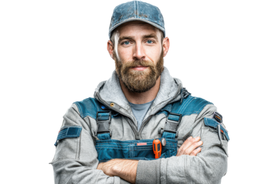 Male Carpenter Isolated on Transparent Background PNG